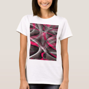 Eighties Rose Pink and Grey Funky Pattern T-Shirt