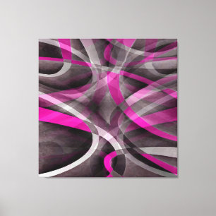 Eighties Style Fucshia Pink and Grey Curves Patter Canvas Print