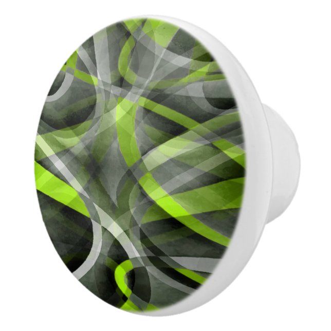 Eighties Styled Grey and Lemon Curve Pattern Ceramic Knob (Right)