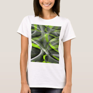 Eighties Styled Grey and Lemon Curve Pattern T-Shirt