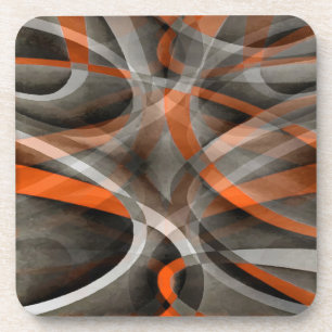 Eighties Vibes Burned Orange and Grey Layered Curv Coaster
