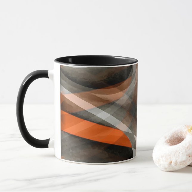 Eighties Vibes Burned Orange and Grey Layered Curv Mug (With Donut)