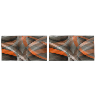 Eighties Vibes Burned Orange and Grey Layered Curv Pillowcase