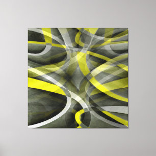Eighties Vibes Daffodil Yellow and Grey Layered Cu Canvas Print