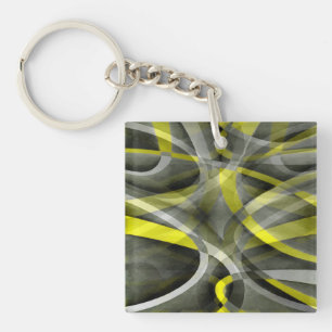 Eighties Vibes Daffodil Yellow and Grey Layered Cu Key Ring