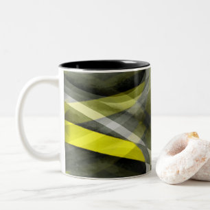 Eighties Vibes Daffodil Yellow and Grey Layered Cu Two-Tone Coffee Mug