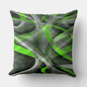 Eighties Vibes Lime and Grey Layered Curve Pattern Cushion