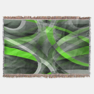 Eighties Vibes Lime and Grey Layered Curve Pattern Throw Blanket