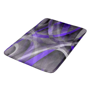 Eighties Vibes Violet Blue and Grey Funky Pattern. Bath Mat