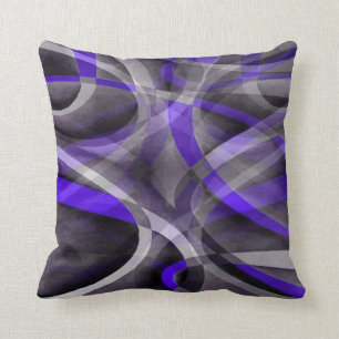 Eighties Vibes Violet Blue and Grey Funky Pattern. Cushion