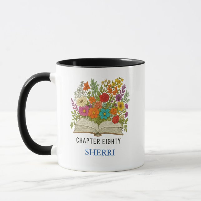 Eightieth Birthday Personalised Name and Message Mug (Left)