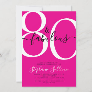 Eighty and Fabulous 80th Birthday Party Pink Invitation