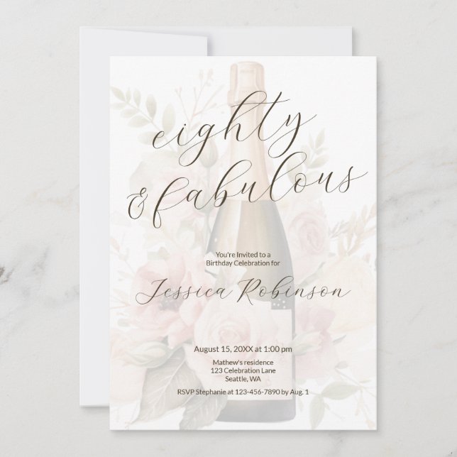 Eighty and Fabulous Modern 80th Birthday Invitation (Front)