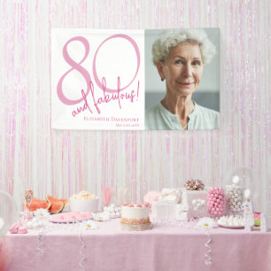 Eighty and Fabulous Photo 80th Birthday Party  Banner