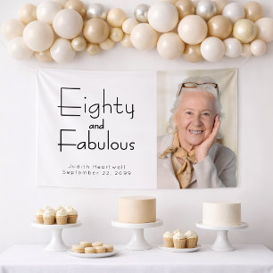 Eighty and Fabulous Photo 80th Birthday Party Banner