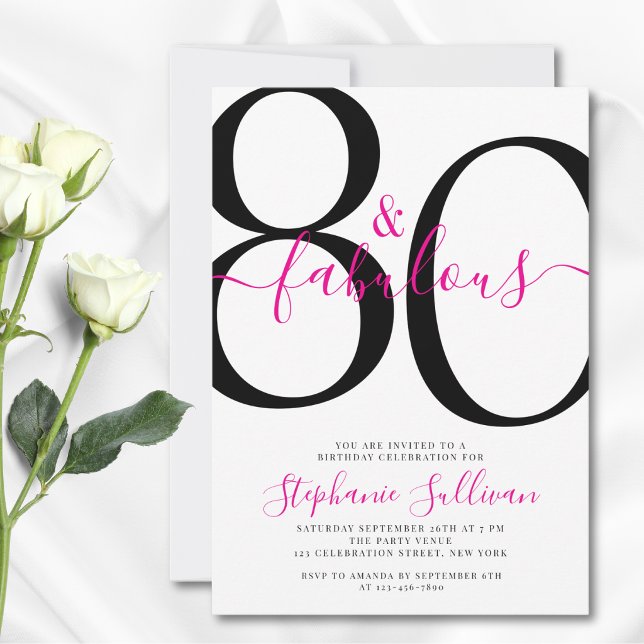 Eighty and Fabulous Script 80th Birthday Party  Invitation (Creator Uploaded)