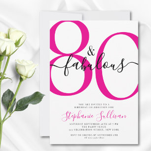 Eighty and Fabulous Script 80th Birthday Party Invitation