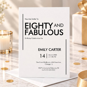 Eighty and Fabulous Script 80th Birthday Party Invitation