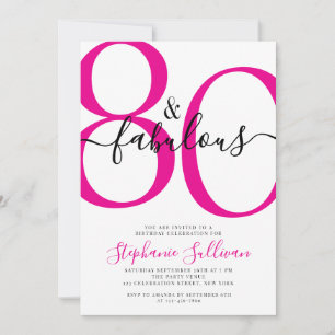 Eighty and Fabulous Script 80th Birthday Party  Invitation