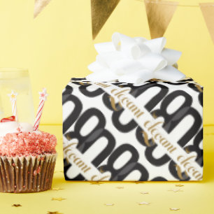 Eighty & Elegant 80th Birthday Black Gold Wrapping Paper