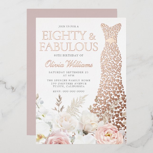 Eighty & Fabulous 80th Birthday Party Rose Gold (Front/Back)