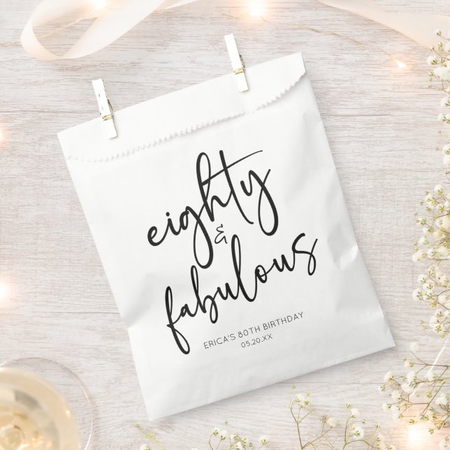 Eighty & Fabulous Minimal 80th Birthday Party Favour Bags (Clipped)