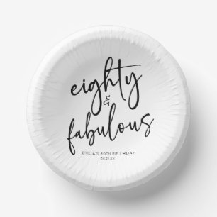 Eighty & Fabulous Minimal 80th Birthday Party Paper Plate