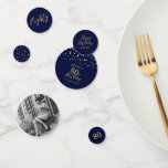 Eighty Gold & Navy Confetti 80th Birthday Party<br><div class="desc">Add detail to your special day with this stylish 80th birthday photo table confetti. This design features a modern script "Eighty",  " Happy Birthday" with hexagon confetti in navy blue & gold colour combo. More milestone birthday party supplies are available at my shop BaraBomDesign.</div>