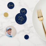 Eighty | Gold & Navy Modern 80th Birthday Party Confetti<br><div class="desc">Add detail to your special day with this stylish 80th birthday photo table confetti. This design features a chic brush script "Eighty",  "Cheers",  "Birthday" in navy & gold colour combo. More designs and party supplies are available at my shop BaraBomDesign.</div>