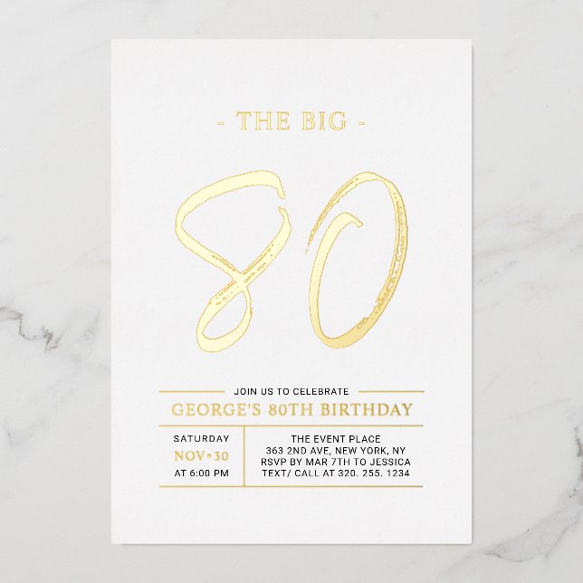 Eighty | Modern Gold 80th Birthday Party (Front)