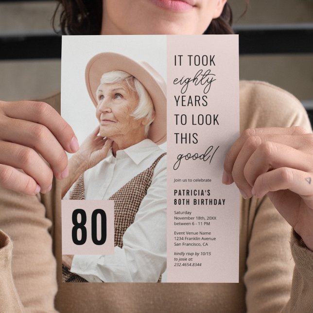Eighty Modern Photo 80th Birthday Party Invitation (Creator Uploaded)