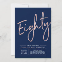Eighty | Modern Rose Gold 80th Birthday Party