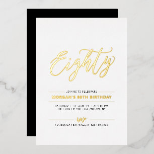 Eighty Modern Simple Gold 80th Birthday Party