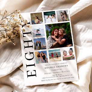 Eighty Photo Collage 80th Birthday Party Invitation