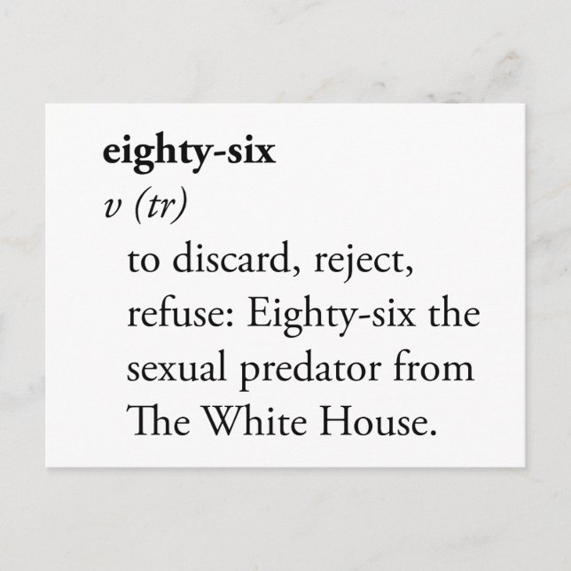 Eighty-Six Dictionary Definition Activism Holiday Postcard (Front)