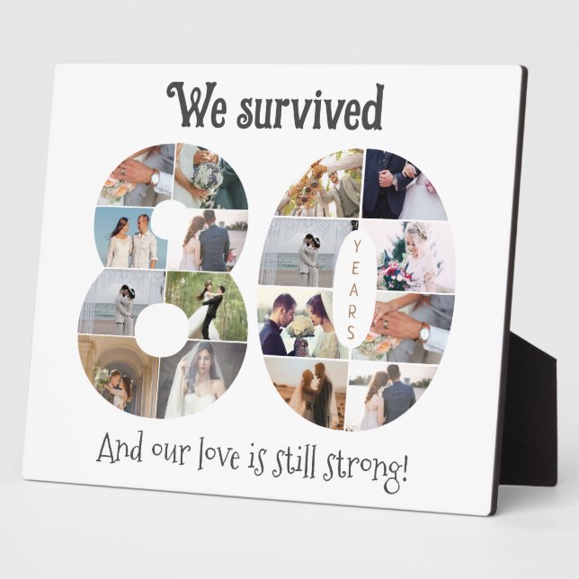 Eighty Year Wedding Anniversary Photo Plaque (Side)