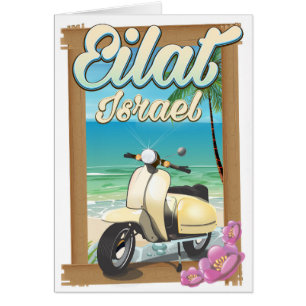 Eilat Beach Israel scooter travel poster