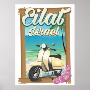 Eilat Beach Israel scooter travel poster