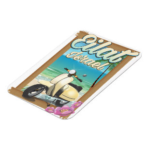 Eilat Beach Israel scooter travel poster Magnet