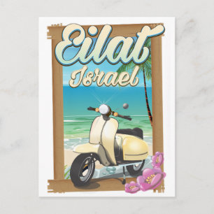 Eilat Beach Israel scooter travel poster Postcard