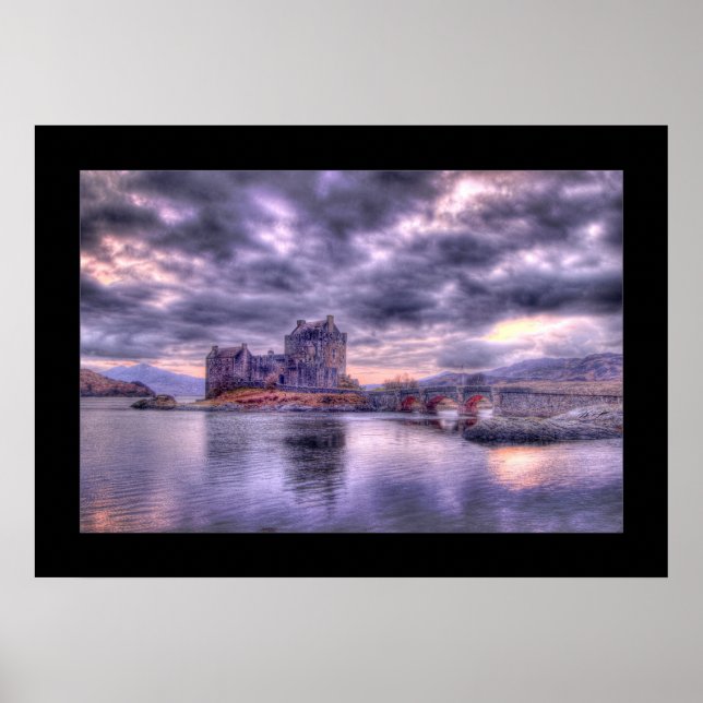 Eilean Donan Castle at Sunset (Bordered) Poster (Front)