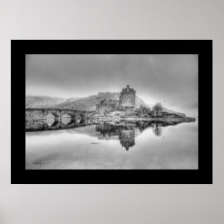 Eilean Donan Castle in Scotland, (Black and White) Poster