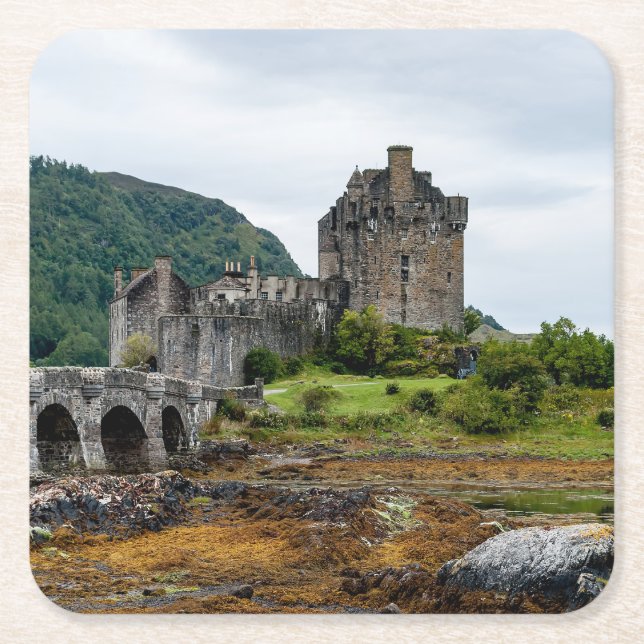 Eilean Donan Castle, Loch Duich - Scotland, UK Square Paper Coaster (Front)