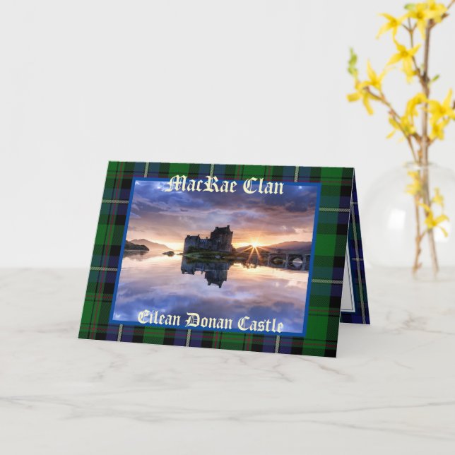 Eilean Donan Castle - MacRae Clan Greeting Card (Yellow Flower)