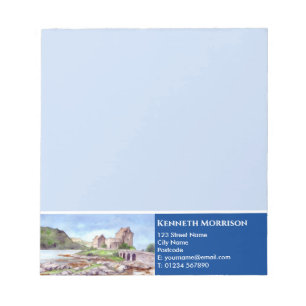 Eilean Donan Castle Scotland Watercolor Painting Notepad