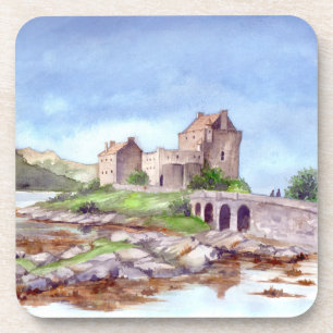 Eilean Donan Castle Watercolor Painting Coaster