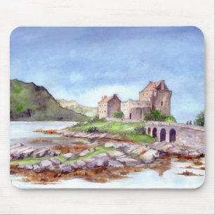 Eilean Donan Castle Watercolor Painting Mouse Mat