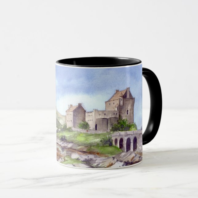 Eilean Donan Castle Watercolor Painting Mug (Front Right)