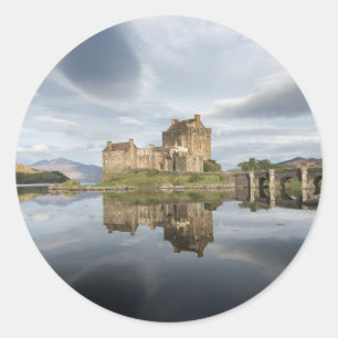 Eilean Donan Castle with reflection in Scotland Classic Round Sticker