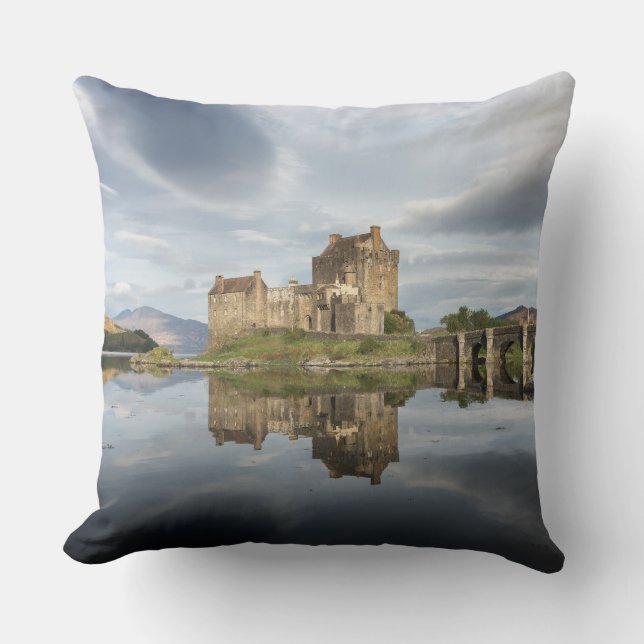 Eilean Donan Castle with reflection in Scotland Cushion (Front)
